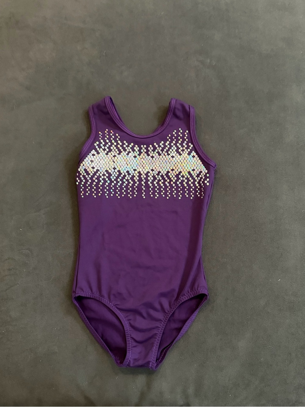 Alpha Factor Girls' Purple Sparkle Gymnastics Leotard. CL.